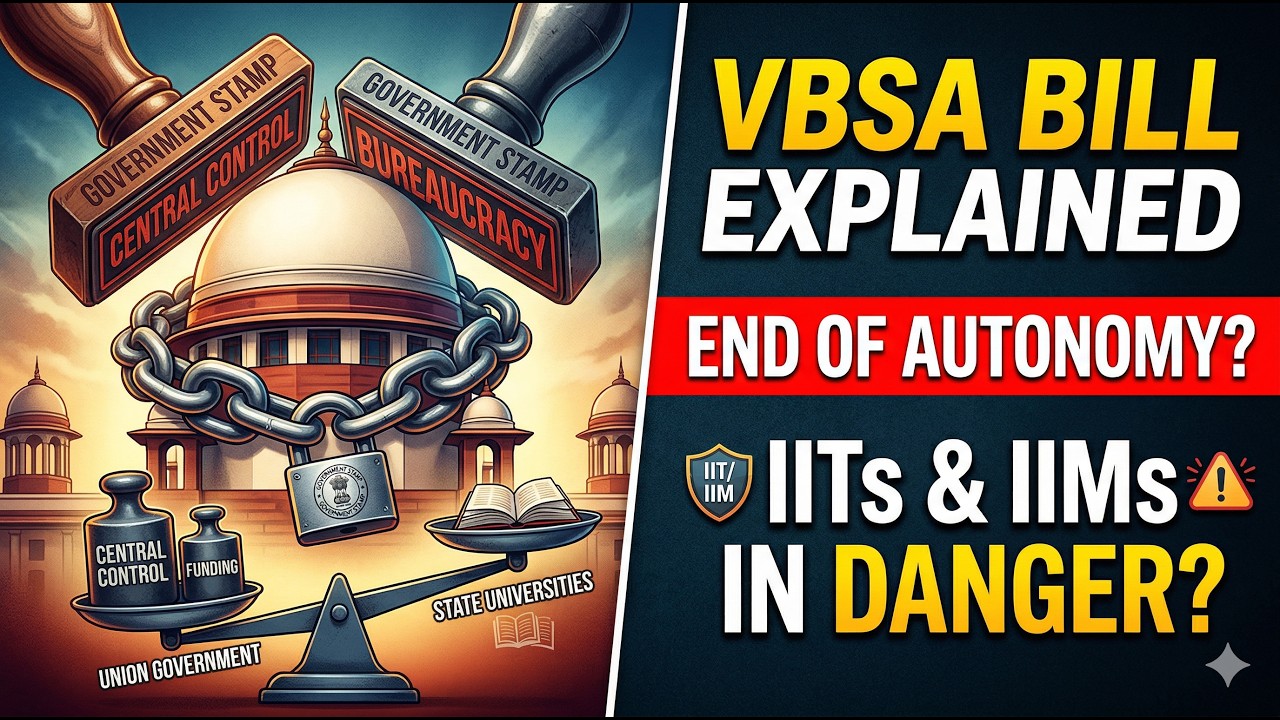 VBSA Bill Explained: शिक्षा का निजीकरण या सुधार? | Impact on IITs, IIMs & State Universities #VBSA