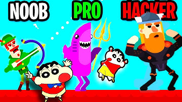 NOOB vs PRO vs HACKER | Bowmasters | With Shinchan And Chop | Crusty Gaming |