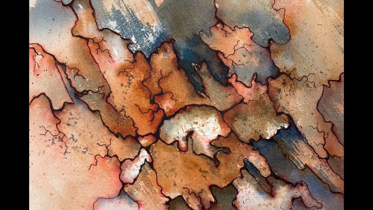 Abstract WATERCOLOR & INK - Relaxing Painting Process - 343