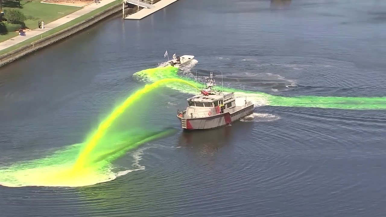 Florida river dyed green for St. Patrick’s Day YouTube