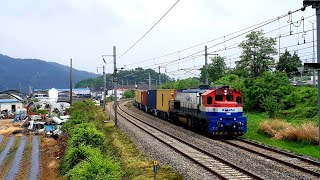 육교 부산신항발 약목행 #3062 [DEL7351] 화물열차 통과