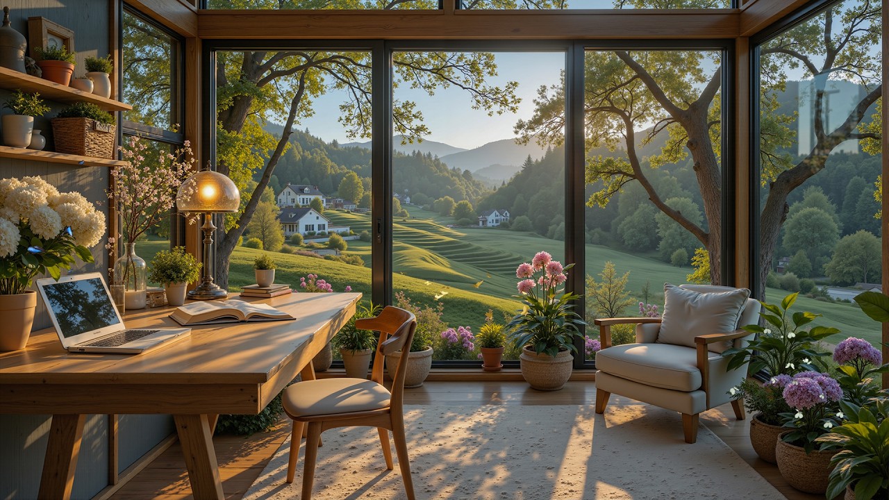 Утренняя Атмосфера Кофейни В Долине — Весенний Джаз Для Учебы, Работы И Продуктивности