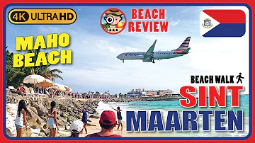 Maho Beach Sint Maarten 🇸🇽 (Watch out for the planes!✈️) 4K Walking Tour/Beach Walk & Review