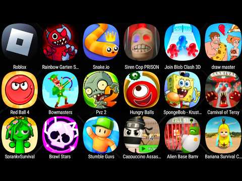 Roblox,Spranky Survival,Hungry Balls,Draw Master,Bowmasters,Stumble Guys,Banana Survival Master.....
