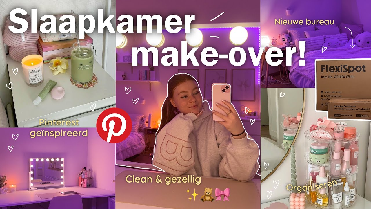 MEGA SLAAPKAMER MAKE-OVER! 🎀 droom kamer | room tour | clean girl kamer | samenwerking FlexiSpot