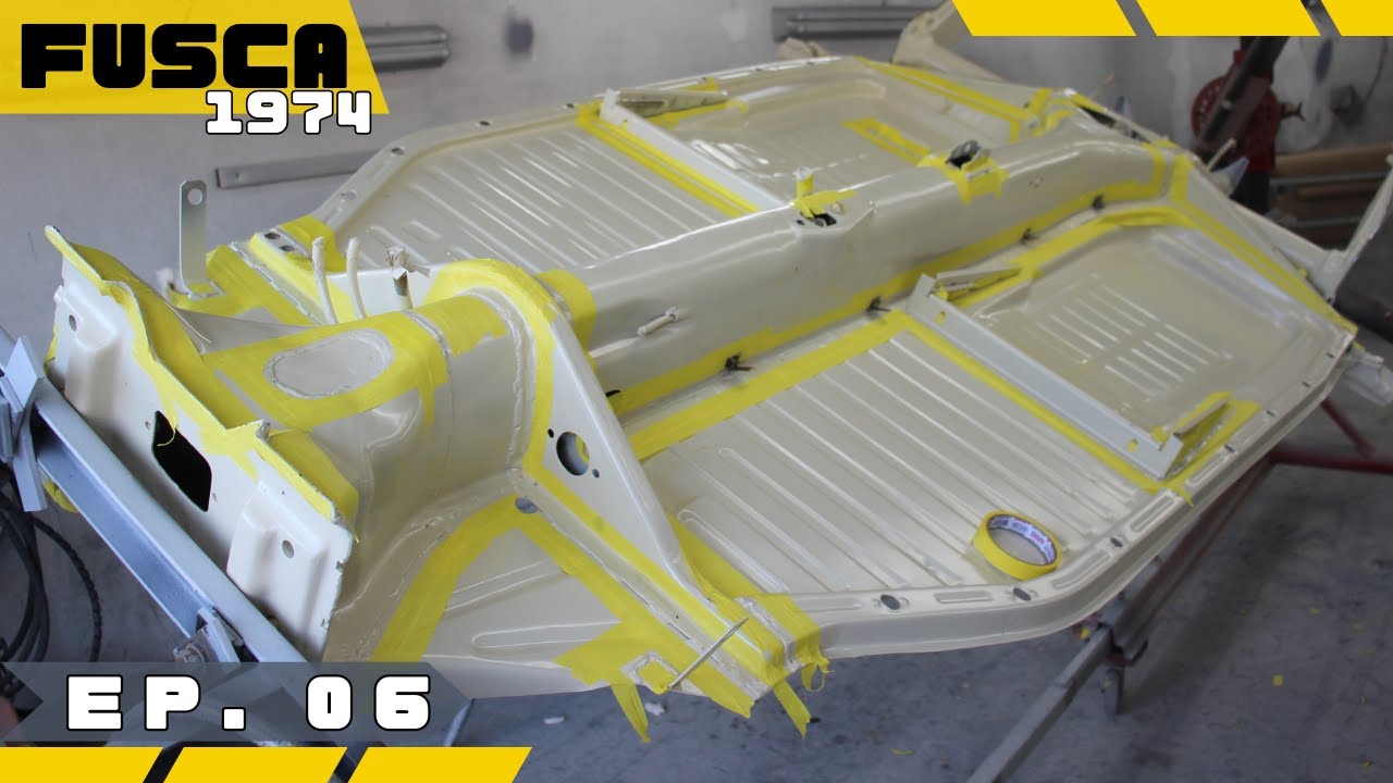 Fusca 1974 - Branco Lotus - Restauração / Acabamento com K.P.O. no Chassi e Carroceria - EP. 06