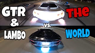 1XXXHP GTR, \& Lamborghini Aventador vs THE WORLD