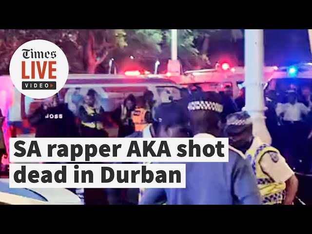 Police, paramedics line street after SA rapper AKA shot dead class=