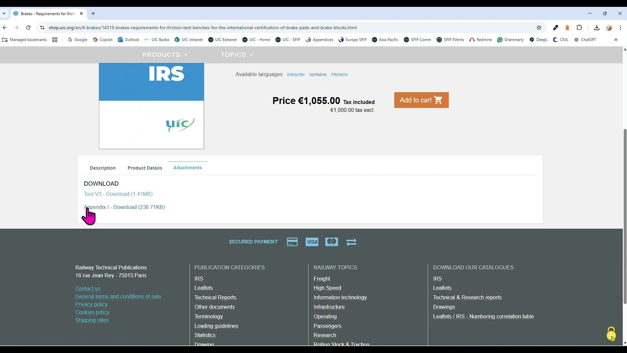 Catalogue of products | UIC - International union of railways