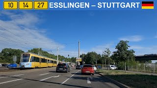 Driving in Germany. From Esslingen to Stuttgart. 4K