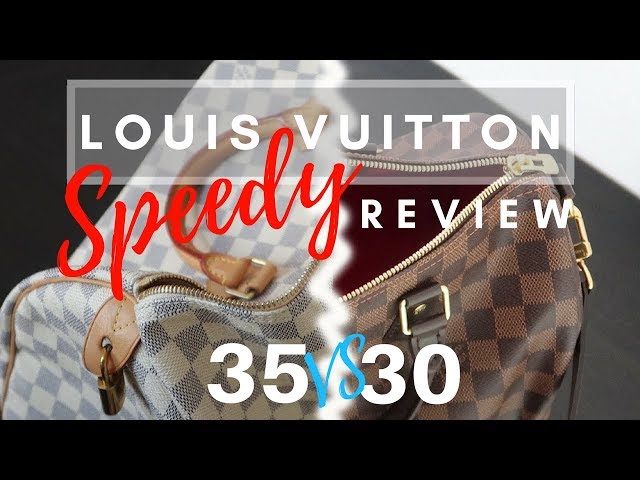 Louis Vuitton Speedy 35(damier azur) next to a Speedy 30(monogram). It's  always nice to see the size comparis…