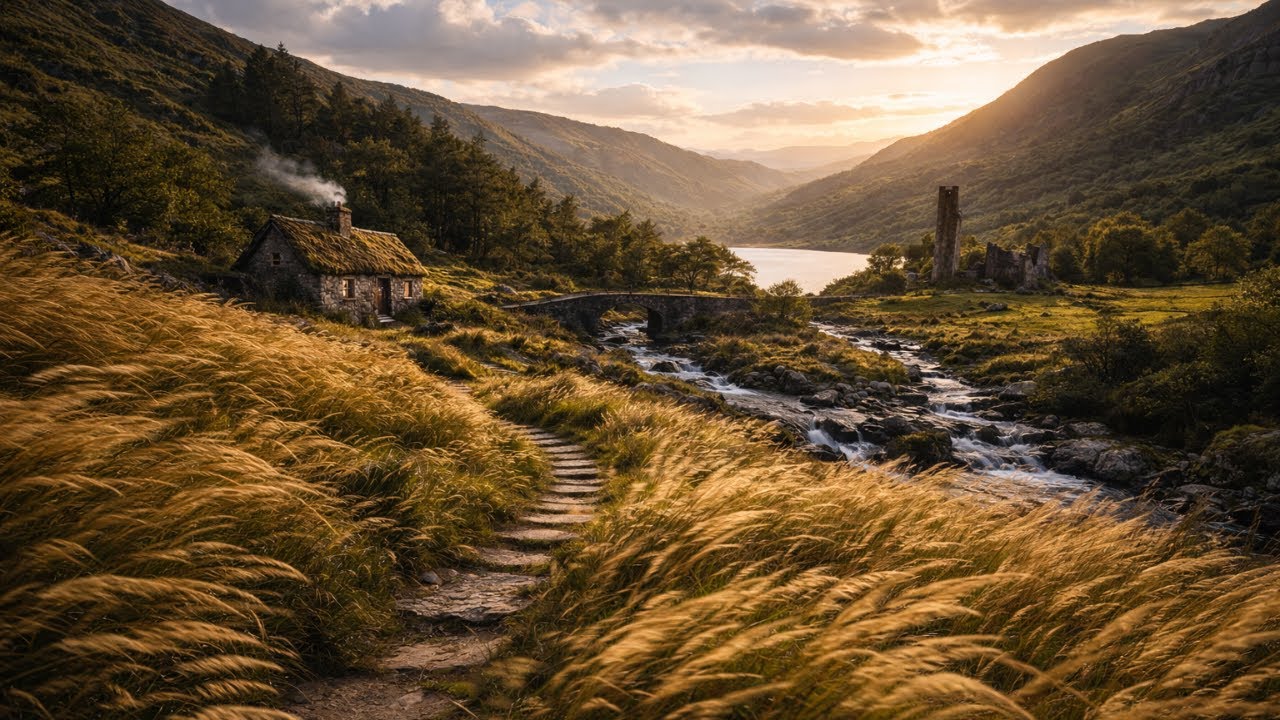 Irish Countryside Ambience 🌿 River Sounds, Wind & Birds | Sleep, Study – No Music