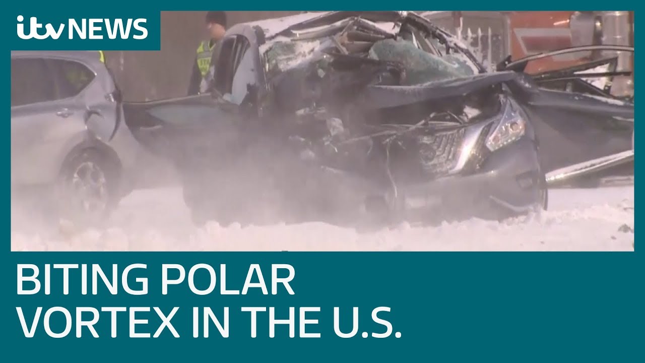 newspaper mockup Road chaos in US Midwest as biting polar vortex brings -50C | ITV News