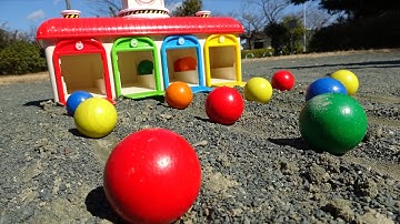 Marble Run ASMR ☆ 4 color garage, big colorful balls and stairs!