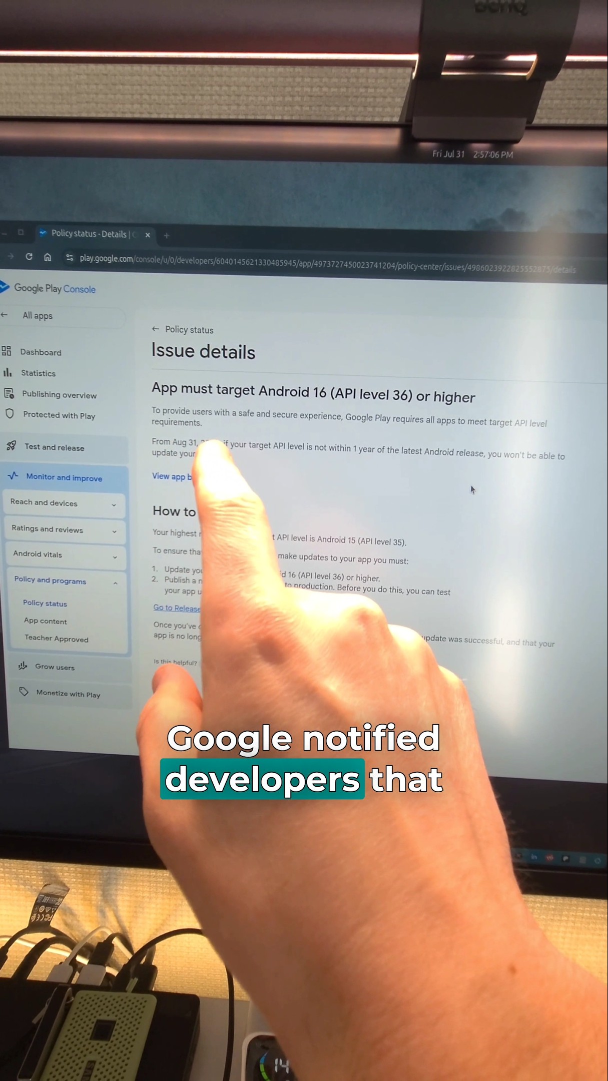 Upgrade your target API level by August 31 #android