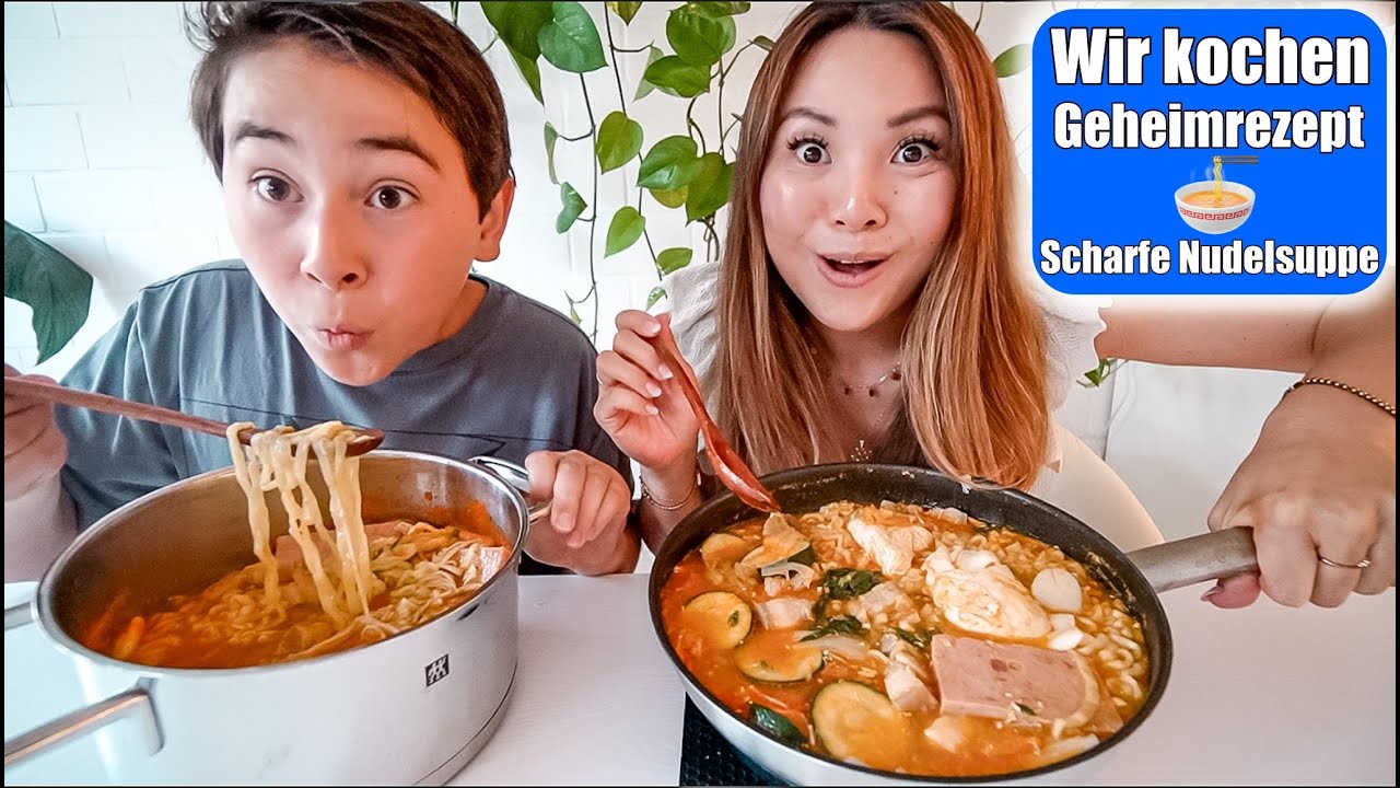 Scharfe Nudelsuppe kochen \u0026 essen 😍 Mukbang mit deutschem Mann! April 2020 Vergangenheit| Mamiseelen