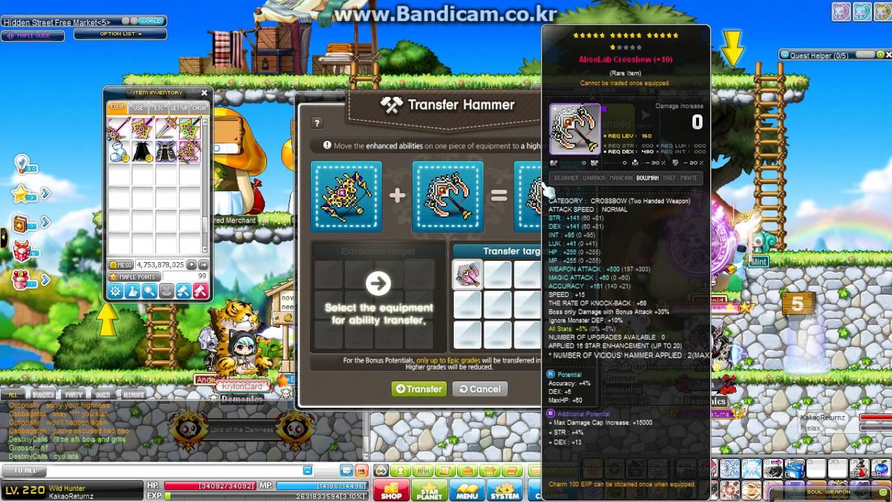 Maplestory Europe Making 500 Attack Crossbow Transfer Hammer YouTube