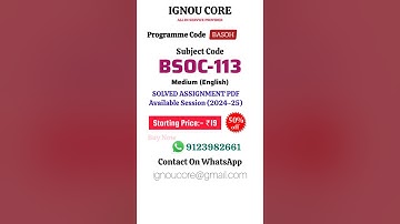 BSOC 113 Solved Assignment PDF 2024-25 in English, BASOH program BSOC-113 Solved assignments