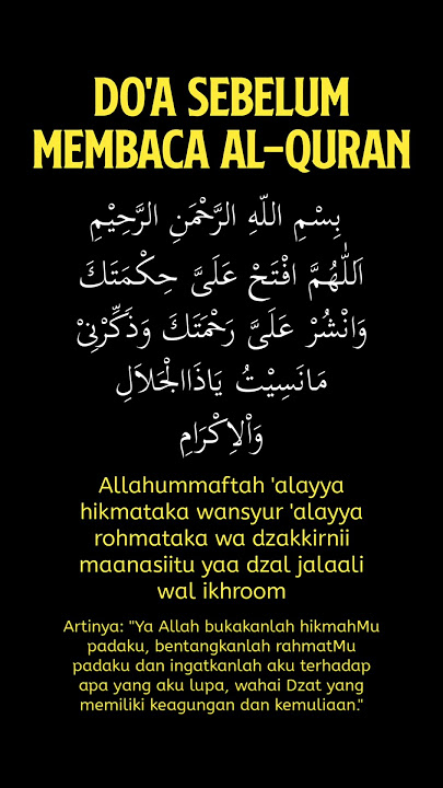 Doa Sebelum Membaca Al Quran #doa #doaseharihari