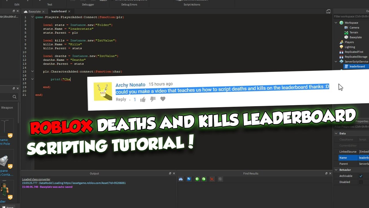 How To Add Kills And Deaths To A Leaderboard Roblox Scripting Tutorial Youtube