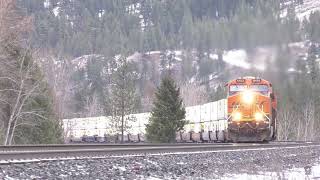 (4K)  Double Stack Trains on BNSF's Kootenai River Subdivision.