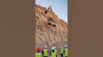 AI Robotic Excavator with 4 Legs Climbs a Hill | Futuristic Construction Machine