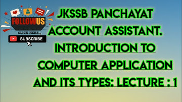 Jkssb Panchayat Account Assistant Computer Application Lec. :1