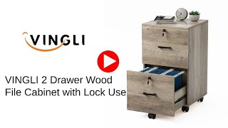 VINGLI 2 Drawer Wood File Cabinet with Lock