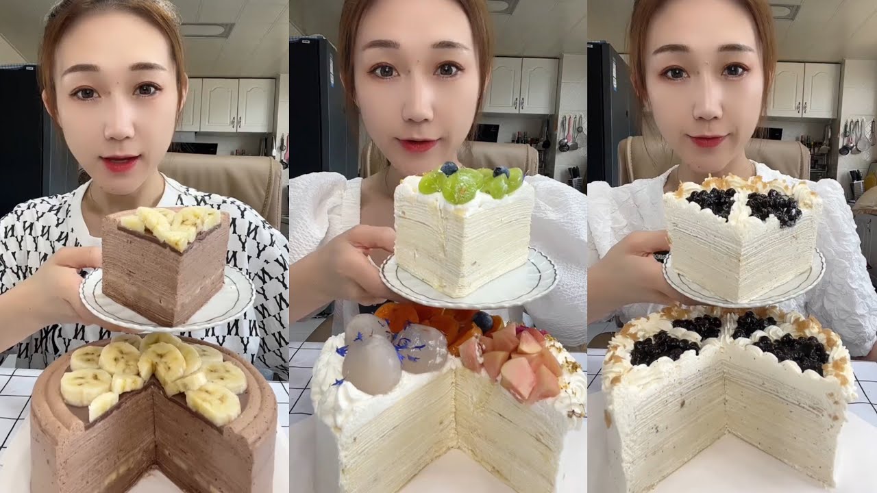 [CREPE ASMR] crepe cake | eating show