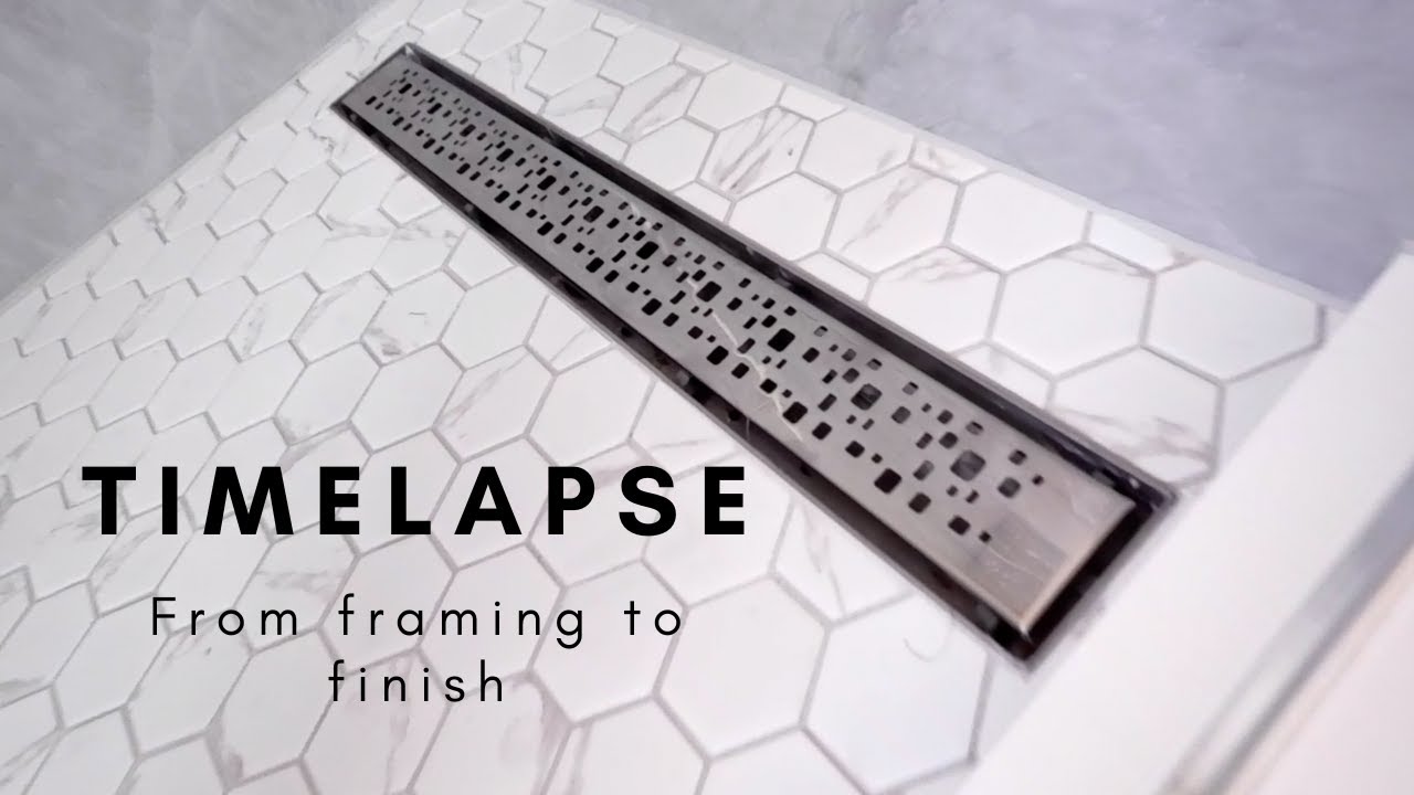 Shower install time lapse. Low curb, hexagon mosaic tile floor YouTube