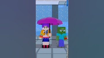 Zombie transforms into Herobrine to walk through rain dry 🌧️⚡😱