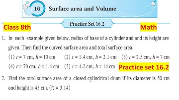 Practice Set 16.2 |  class 8 math Practice Set 16.2 |  Chapter 16 Surface area and volume |