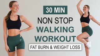 30 MIN NON STOP WALKING FAT BURN - Weight Loss Workout to the BEAT, Super Fun, No Repeat, No Jumping