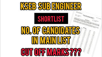 KSEB Sub Engineer Result | Shortlist | Cut off marks | No. of candidates in main list