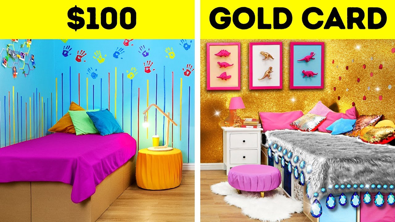 INCREDIBLE ROOM MAKEOVER CHALLENGE || Rich vs Broke! Cheap VS ...