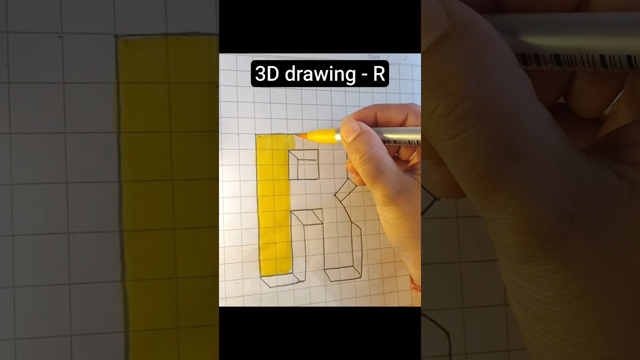 R letter 😮 3d drawing ✏️✏️// 
