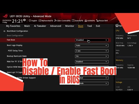 How To Disable  Enable Fast Boot in BIOS