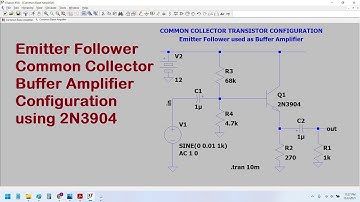 Common Collector Transistor Amplifier Design and simulation using LTSpice #ltspice #transistor #npn