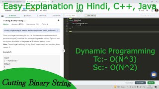 Cutting Binary String | Hindi | GFG POTD | C++ | Java | Dynamic Programming