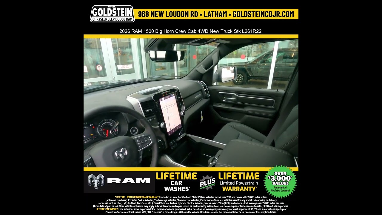 2026 RAM 1500 Big Horn Crew Cab 4WD New Truck Stk L261R22