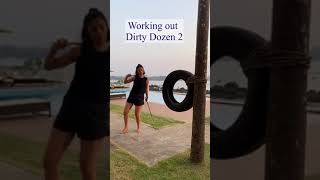 Kali Sticks on a tire - Dirty Dozen
