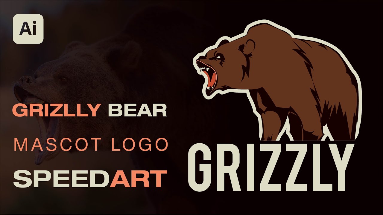 GRIZLLY BEAR mascot logo SPEEDART