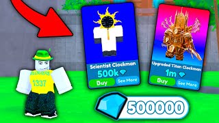 I SPENT 1M GEMSGOT 2 NEW UNITS: TITAN CLOCKMAN AND SCIENTIST CLOCKMAN |Roblox Toilet Tower Defense