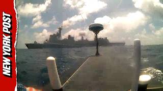 Sea Drone Captures Rare Close-Up of Chinese Warship Near Philippines
