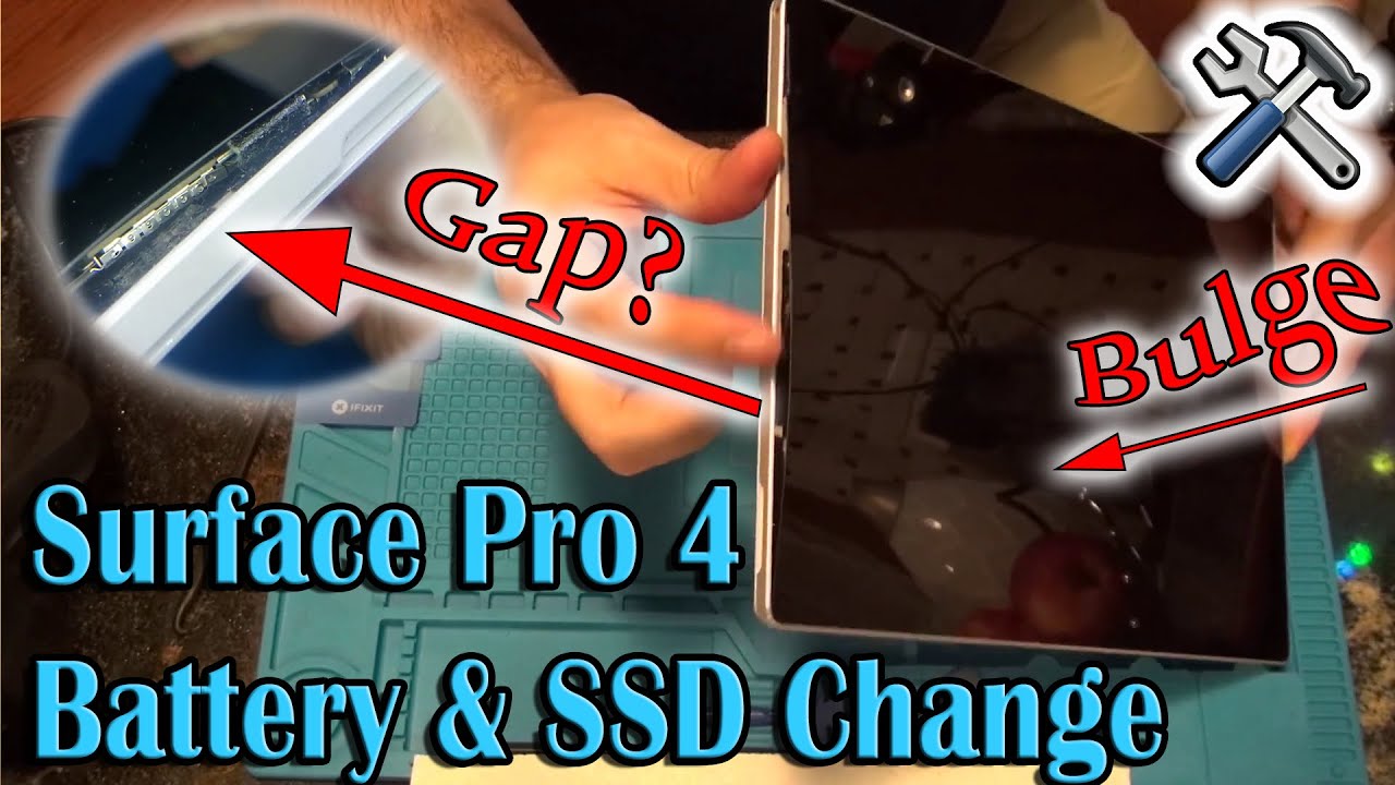 Microsoft Surface Pro 4 screen bulge fixed, battery replaced, SSD