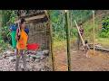 Single Mother & Daughter: Moving and Building a New Bamboo House in the Forest