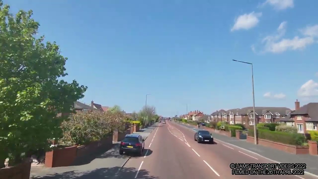 fast forward 1.6 speed Blackpool Transport Route 11 from Lytham Hospital to Blackpool Market Street