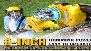 2-in-1 Electric Pole Saws for Tree Trimming,8" Mini Chainsaw Cordless with Extension Pole, 1000W Br