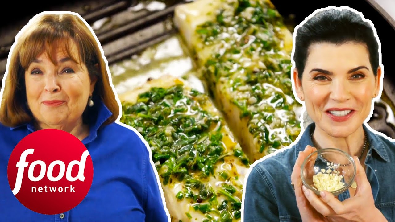 Julianna Margulies Cooks Halibut With Herbed Butter With Ina Garten
