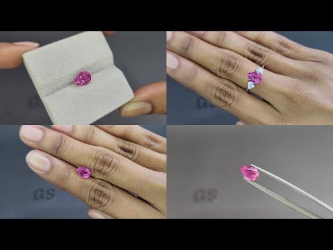 Розовая шпинель Махенге в огранке груша 2,06 карат, Танзания Видео  № 1